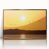 Mid-century modernist art of Yucatan scenery in vibrant greens and blues, framed acrylic print.