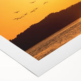 Art deco poster featuring a serene Yucatan scenery in muted green and blue tones on a rolled canvas.