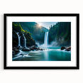 Extra large abstract art print featuring a colorful, textured depiction of a Brazilian landscape on a framed black canvas.