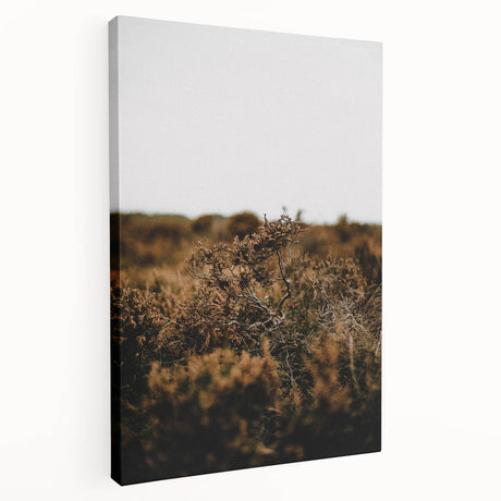 Autumn-themed stretched canvas depicting a forest in orange and brown tones, suitable for kitchen wall art.
