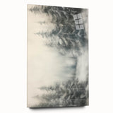 Large abstract wall art in cool blue and white tones on acrylic glass, suitable for bedroom or dining room decor.