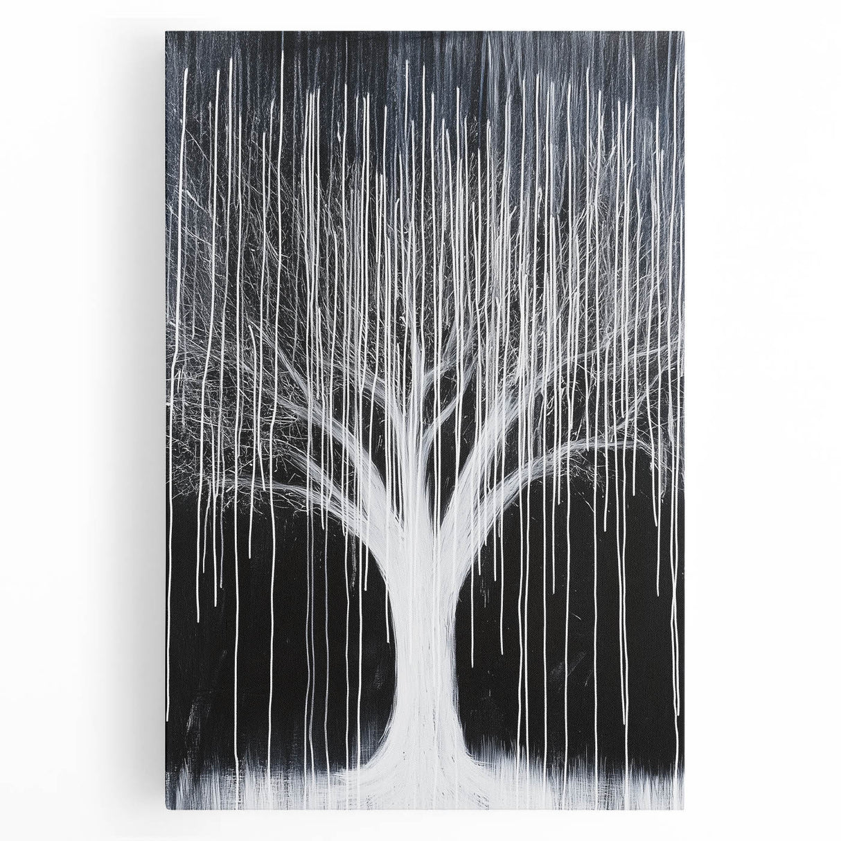 Black and White Abstract Tree Wall Art - Modern Large Canvas