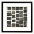 Minimalist black-framed artwork featuring abstract designs on a white background, elegantly matted for a modern aesthetic, perfect for contemporary home decor.