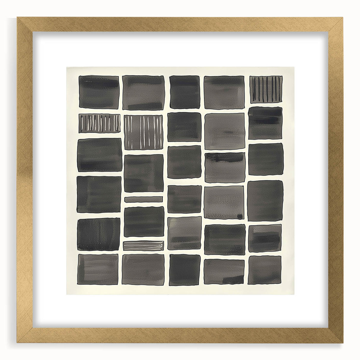 Abstract minimalist frame with gold mat showcasing a modern design, perfect for enhancing contemporary home decor. Ideal for art enthusiasts seeking elegance.