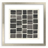 Minimalist silver-framed artwork with a mat, showcasing abstract designs. Ideal for modern home decor, enhancing any room's aesthetic.