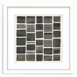 Minimalist white-framed abstract artwork featuring geometric shapes and soft pastel colors, ideal for modern home decor, elegantly displayed against a neutral background.