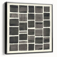Framed minimalist abstract canvas artwork in black, showcasing clean lines and modern design. Perfect for contemporary home decor or office spaces.