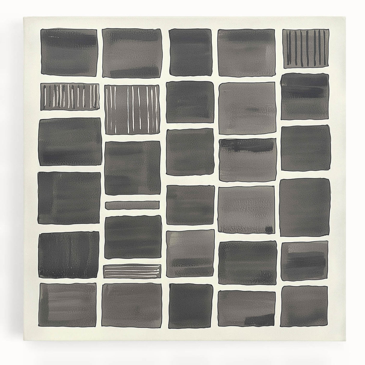 Abstract minimalist stretched canvas artwork displaying soft pastel colors in geometric shapes, ideal for modern home decor or office aesthetics, enhancing contemporary interiors.