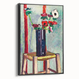Modern Wall Art - Vibrant Anemones in Dark Vase | Colorful Contemporary Art