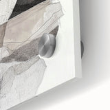 Close-up of an abstract minimalist acrylic glass artwork showcasing soft pastel colors and geometric shapes, perfect for modern home decor.