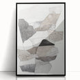 Black-framed acrylic art piece showcasing a minimalist abstract design with soft curves and contrasting colors, perfect for modern decor.