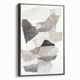Framed minimalist black abstract canvas artwork showcasing sleek lines and geometric shapes, presented from a side view against a neutral background, ideal for modern decor.