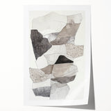 Abstract minimalist rolled canvas print featuring soft pastel colors and geometric shapes, elegantly packaged for easy display and protection.