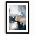 Minimalist abstract art print in a black frame with a mat, showcasing geometric shapes in muted tones. Ideal for modern home decor and artistic interiors.