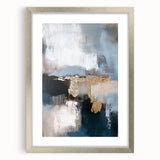 Abstract minimalist silver-framed artwork showcasing geometric patterns and soft color gradients, perfect for modern home decor. Ideal for enhancing contemporary interiors.