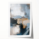 Abstract minimalist rolled art print showcasing soft earth tones and geometric shapes, elegantly packaged in a durable cardboard tube for protection. Ideal for modern home decor and artistic interiors.