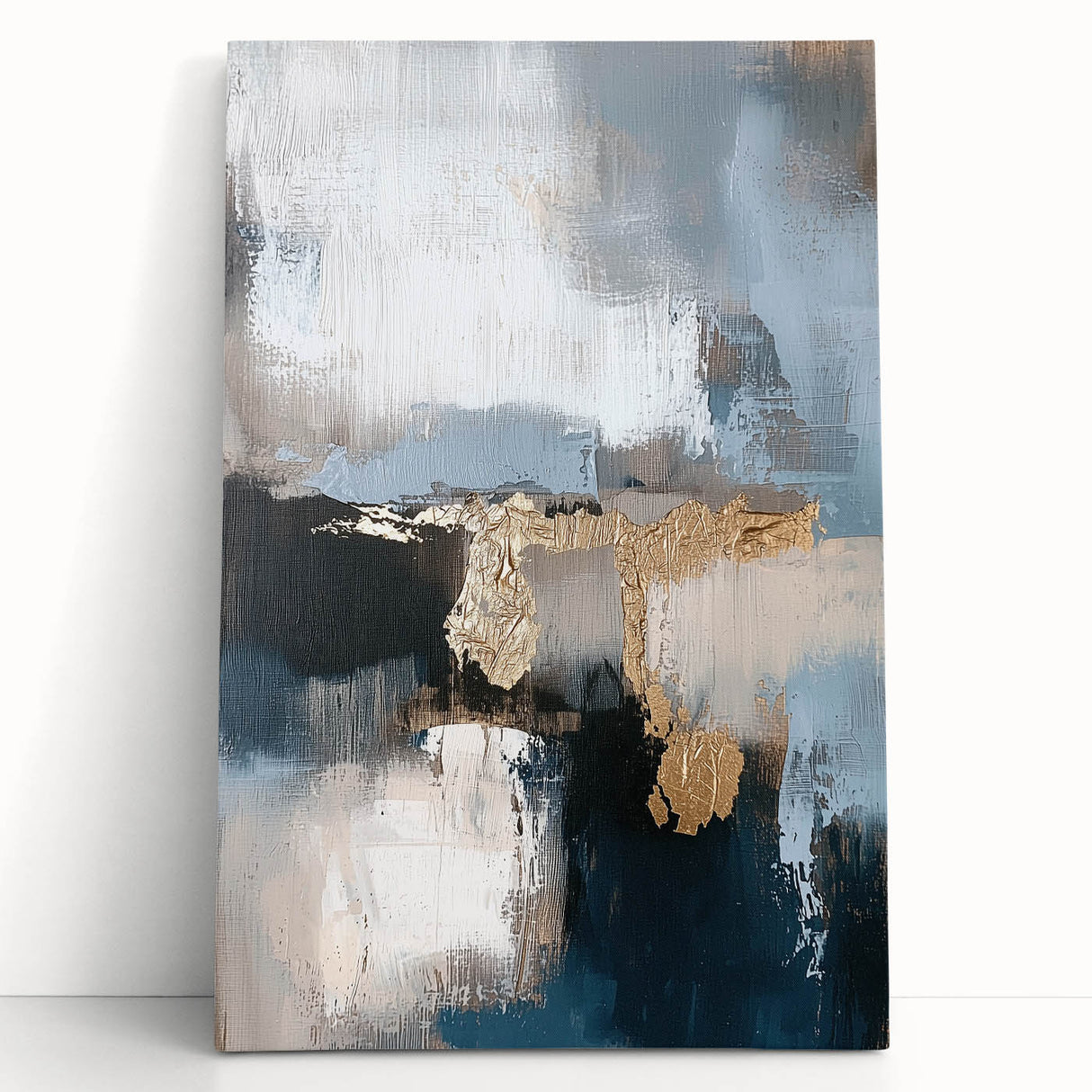 Abstract minimalist stretched canvas artwork featuring soft pastel colors, showcasing fluid shapes and a modern design, perfect for contemporary home decor.