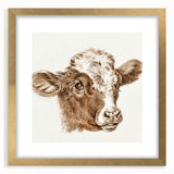 Romanticism Art: Head of a Cow - Historical Animal Sketch Canvas Print