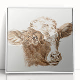Romanticism Art: Head of a Cow - Historical Animal Sketch Canvas Print