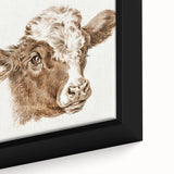 Romanticism Art: Head of a Cow - Historical Animal Sketch Canvas Print