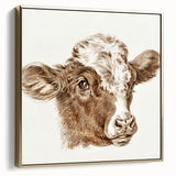 Romanticism Art: Head of a Cow - Historical Animal Sketch Canvas Print