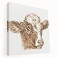 Romanticism Art: Head of a Cow - Historical Animal Sketch Canvas Print