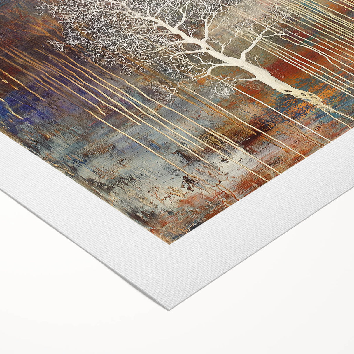 Golden Blue Abstract Tree Wall Art - Large Canvas & Framed Print