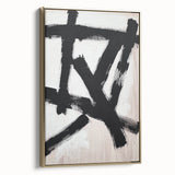 Framed minimalist abstract canvas artwork in gold tones, showcasing a sleek side view that highlights its elegant design and modern aesthetic. Ideal for contemporary decor.