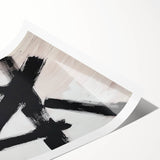 Abstract minimalist rolled print featuring soft pastel colors and geometric shapes, elegantly packaged in a protective cardboard tube for safe delivery.