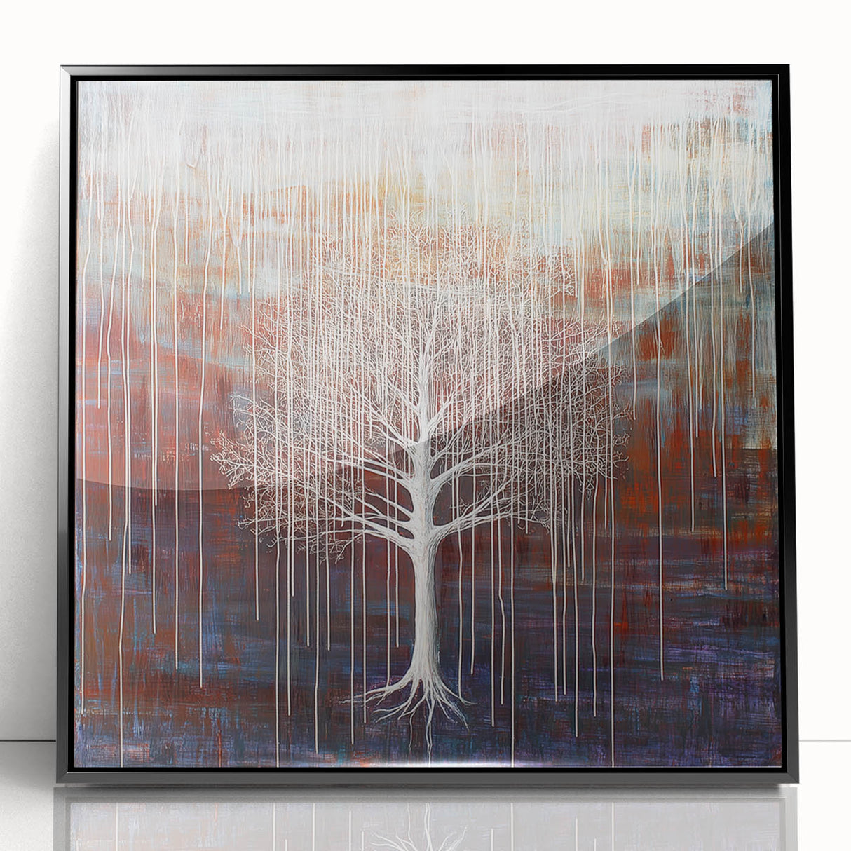 Rustic Blue Abstract Tree Wall Art - Large Canvas & Framed Print