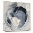 Minimalist abstract acrylic glass artwork displayed from a side view, featuring vibrant colors and intricate pin details, perfect for modern decor.