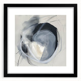 Minimalist black-framed abstract art print with a matte finish, showcasing geometric shapes and soft color gradients, perfect for modern home decor.