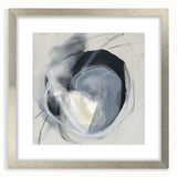 Minimalist silver-framed abstract artwork with a mat, showcasing geometric shapes in soft tones, perfect for modern home decor. Ideal for enhancing contemporary spaces.