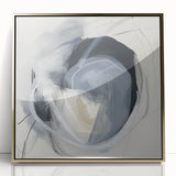 Framed acrylic artwork showcasing a minimalist abstract design in gold tones, set against a sleek white background, perfect for modern home decor.