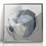 Framed acrylic artwork showcasing a minimalistic abstract design in silver hues, perfect for modern decor. Ideal for enhancing contemporary interiors with elegance.