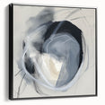 Minimalist abstract framed canvas artwork in black, highlighting geometric shapes and lines, perfect for modern home decor or office spaces. The side view showcases the sleek frame and elegant design, emphasizing its artistic appeal.
