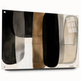 Abstract minimalist acrylic artwork displayed from a side view, featuring a blend of soft colors and geometric shapes, secured with elegant pins for a modern aesthetic. Ideal for contemporary interior decor.