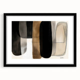 Minimalist black-framed abstract art print with a white matting showcasing geometric shapes, perfect for modern home decor. Ideal for adding a sophisticated touch to any room.