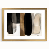 Abstract minimalist artwork framed in gold, featuring soft beige and white tones. Ideal decor for modern interiors, enhancing elegance and sophistication.