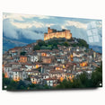 Acrylic glass landscape artwork of a majestic castle viewed from the side, showcasing vibrant colors and intricate details, ideal for home decor enthusiasts.