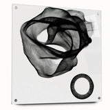 Abstract geometric acrylic wall art featuring vibrant colors and sharp angles, displayed in a modern setting with decorative pins, ideal for contemporary decor.