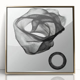 Framed abstract geometric wall art showcasing a modern design with gold accents, set against a clean white background, perfect for contemporary home decor.