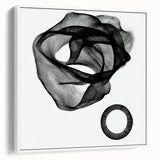 Abstract geometric framed canvas artwork showcasing a modern design in neutral tones, highlighting sharp angles and lines, ideal for contemporary home decor.