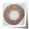 Abstract splatter art print mockup featuring vibrant colors in a glossy finish, showcasing a modern design suitable for contemporary home decor.