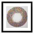 Abstract splatter art frame with a matte black finish, showcasing vibrant colors and dynamic patterns, perfect for modern home decor or gallery displays.