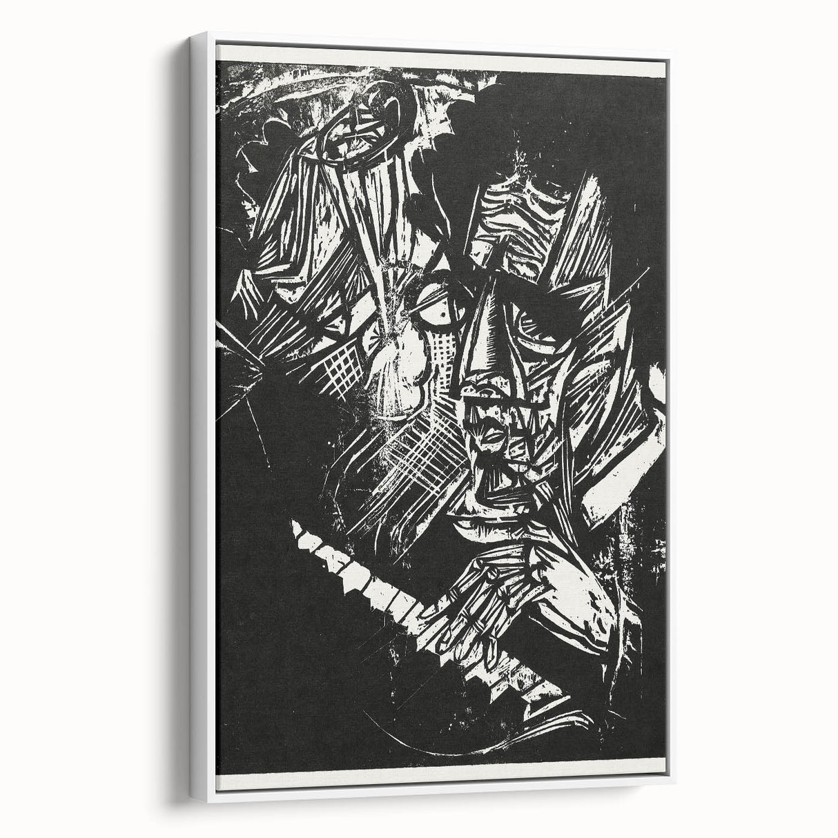 Bold Expressionist Portrait - Abstract Black and White Canvas Print