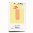 Large abstract wall art on acrylic glass depicting vibrant food and drink motifs, ideal for dining room decor.