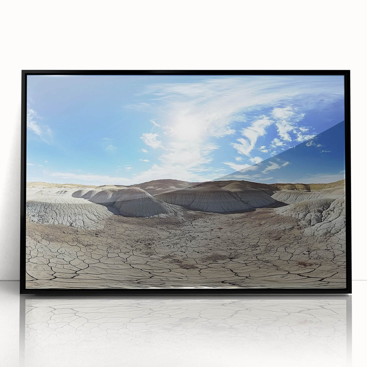 Framed acrylic artwork depicting vibrant canyons in a stunning landscape view, featuring rich earth tones and intricate details, perfect for home decor.