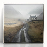 Framed acrylic wall art showcasing a serene countryside landscape with lush greenery and a silver frame, perfect for home decor and adding a touch of nature.