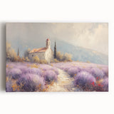 Stretched canvas artwork showcasing a vibrant countryside landscape with rolling hills, lush greenery, and a serene sky, perfect for home decor enthusiasts.